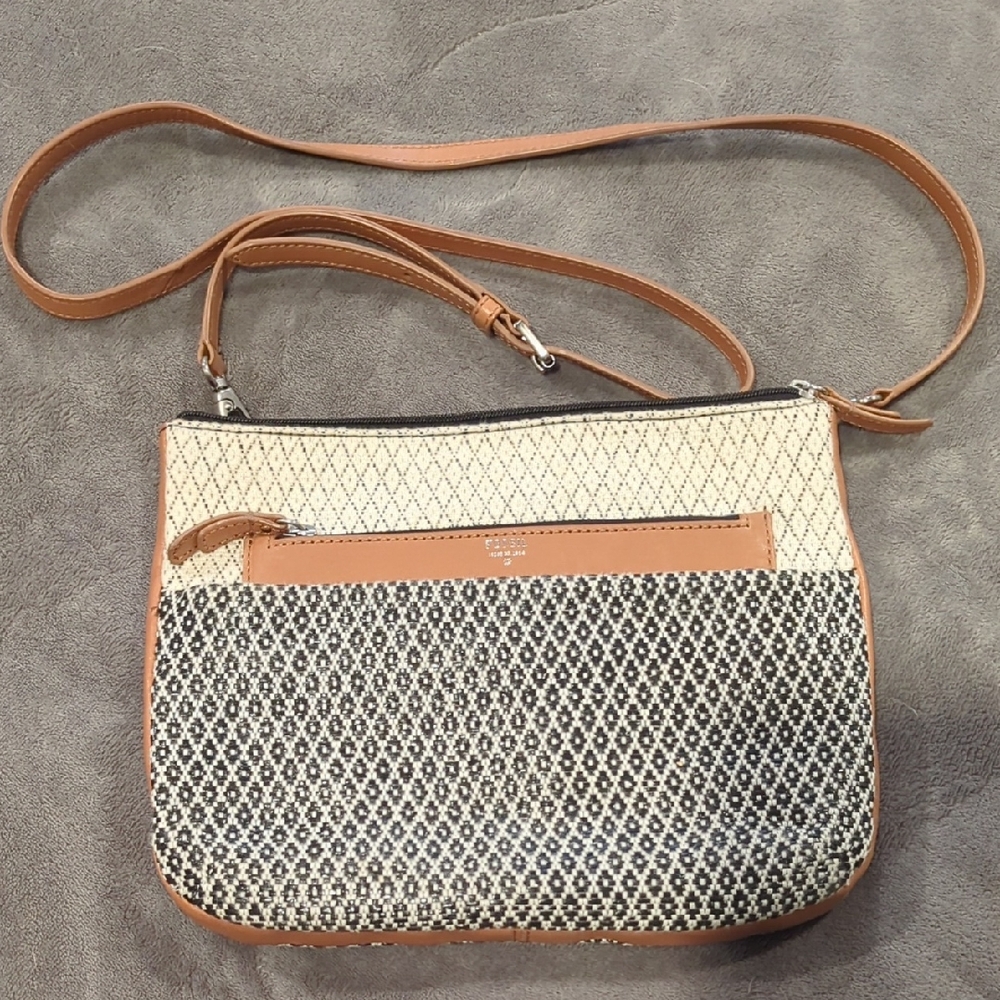 Fossil Tan and Black Crossbody Bag